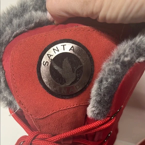 Santana Canada Red Winter Boots with Gray Fur - Picture 6 of 9
